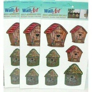 Bird Houses Wall Art Self Adhesive Decals Washable Durable Lot of 3 Only